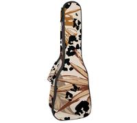 VAPOKF Housse pour ukulélé, housse pour ukulélé soprano ténor concert 58,4 cm, 10 mm d'épaisseur, rembourrée, sangles réglables, housse de transport, motif feuilles de monstera léopard, multicolore,
