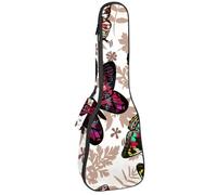 VAPOKF Housse pour ukulélé, housse pour ukulélé soprano ténor concert 58,4 cm, 10 mm d'épaisseur, rembourrée, sangles réglables, beau motif papillon, multicolore, 25.9x9x3.1in/66x23x8cm