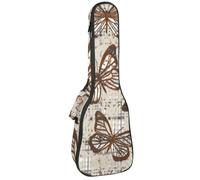 VAPOKF Housse pour ukulélé, housse pour ukulélé soprano ténor concert 58,4 cm, 10 mm d'épaisseur, rembourrage doux, sangles réglables, texture papillon sur motif tartan, multicolore,