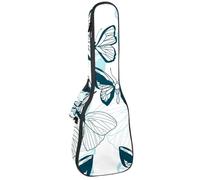 VAPOKF Housse pour ukulélé, housse pour ukulélé soprano ténor concert 58,4 cm, 10 mm d'épaisseur, rembourrée, sangles réglables, sac de transport, motif papillon bleu, multicolore,