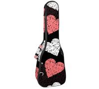 VAPOKF Housse pour ukulélé, housse pour ukulélé soprano ténor concert 58,4 cm, 10 mm d'épaisseur, rembourrée, sangles réglables, sac de transport, motif cœurs, multicolore, 25.9x9x3.1in/66x23x8cm