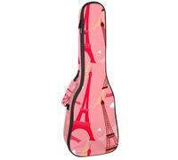 VAPOKF Housse pour ukulélé, housse pour ukulélé soprano ténor concert 58,4 cm, 10 mm d'épaisseur, rembourrée, sangles réglables, sac de transport, tour Eiffel avec cœurs blancs, multicolore,
