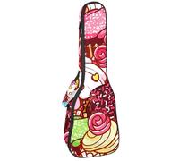 VAPOKF Housse pour ukulélé, housse pour ukulélé soprano ténor concert de 58,4 cm, 10 mm d'épaisseur, rembourrée, sangles réglables, sac de transport, motif cupcakes colorés, multicolore,