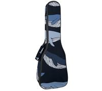 VAPOKF Housse pour ukulélé, housse pour ukulélé soprano ténor concert de 58,4 cm, 10 mm d'épaisseur, rembourrée, sangles réglables, sac de transport, baleine marine sur bleu foncé, multicolore,