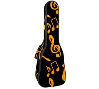 VAPOKF Housse pour ukulélé, housse pour ukulélé soprano ténor concert de 58,4 cm, 10 mm d'épaisseur, rembourrée, sangles réglables, sac de transport, note de musique et saxophone en or, multicolore,