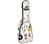 VAPOKF Housse pour ukulélé soprano ténor concert 58,4 cm, 10 mm d'épaisseur, rembourrée, sangles réglables, sac de transport, saxophone, batterie, accordéon, instrument de piano, multicolore,