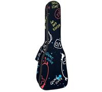 VAPOKF Housse pour ukulélé soprano ténor concert 58,4 cm, 10 mm d'épaisseur, rembourrée, sangles réglables, sac de transport, joysticks Game Over, multicolore, 25.9x9x3.1in/66x23x8cm