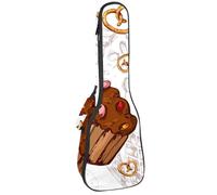 VAPOKF Housse pour ukulélé soprano ténor concert 58,4 cm, 10 mm d'épaisseur, rembourrée, sangles réglables, sac de transport, cupcakes, crêpes et beignets, multicolore, 25.9x9x3.1in/66x23x8cm