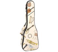 VAPOKF Housse pour ukulélé soprano ténor concert 58,4 cm, 10 mm d'épaisseur, rembourrée, sangles réglables, sac de transport pour guitare, batterie, piano, saxophone, multicolore,