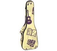 VAPOKF Housse pour ukulélé soprano ténor concert 58,4 cm, 10 mm d'épaisseur, rembourrée, sangles réglables, sac de transport, guitare, tambour, saxophone, livre de musique et notes, multicolore,