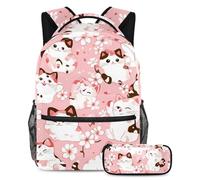 VAPOKF Joli sac d'école Maneki Neko Cats pour adolescentes, filles, garçons, enfants, sac à dos avec trousse à crayons pour primaire, secondaire, lycée