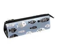 VAPOKF Jolie trousse à crayons avec motif poisson catoon, trousse à crayons, trousse à cosmétiques, sac compact à fermeture éclair, multicolore, 5.5 ×6 ×20CM/2.2x2.4x7.9 in, Organiseur de sac