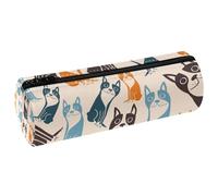 VAPOKF Jolie trousse à crayons en cuir synthétique avec motif terrier de Boston - Trousse de maquillage pour femmes, filles, garçons, enfants, fournitures scolaires et de bureau, multicolore