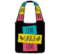 VAPOKF Live Laugh Love Sac fourre-tout en toile pour femme, grand sac de transport réutilisable, sac à bandoulière pour l'école, le travail, le bureau, les voyages, le shopping, décontracté