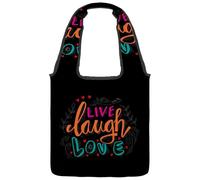 VAPOKF Live Laugh Love Sac fourre-tout en toile pour femme, grand sac de transport réutilisable, sac à bandoulière pour l'école, le travail, le bureau, les voyages, le shopping, décontracté