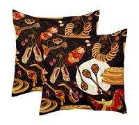 VAPOKF Lot de 2 housses de coussin carrées russes - 45 x 45 cm - Style rustique - Pour décoration de maison, canapé, canapé