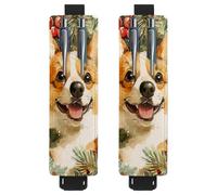 VAPOKF Lot de 2 porte-stylos à bande élastique réglable pour ordinateur portable, porte-crayons en cuir synthétique, pochette pour journaux, livres, planificateurs, classeurs, tablettes - Motif chien