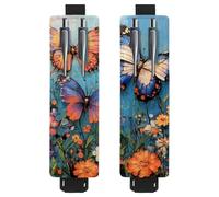 VAPOKF Lot de 2 porte-stylos réglables avec bande élastique pour ordinateur portable, porte-crayons en cuir synthétique, pochette pour journaux, livres, planificateurs, classeurs, tablettes, motif