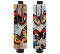 VAPOKF Lot de 2 porte-stylos réglables avec bande élastique pour ordinateur portable, porte-crayons en cuir synthétique, pochette à stylo pour journaux, livres, planificateurs, classeurs, tablettes