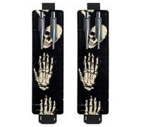 VAPOKF Lot de 2 porte-stylos réglables avec bande élastique pour ordinateur portable, porte-crayons en cuir synthétique, pochette pour journaux, livres, planificateurs, classeurs, tablettes, squelette