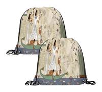 VAPOKF Lot de 2 sacs à cordon de serrage en polyéthylène, sac de sport personnalisé pour l'école, la gym, le sport, les voyages, les peintures murales de l'Égypte antique, multicolore,