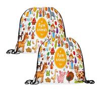 VAPOKF Lot de 2 sacs à cordon de serrage en polyéthylène, sac de sport personnalisé pour l'école, la gym, le sport, les voyages, les enfants, animaux de la ferme, multicolore, 13.4x13.0in/34x33cm