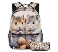 VAPOKF Lot de 2 sacs d'école pour adolescentes, filles, garçons, enfants, sac à dos avec trousse à crayons pour l'école primaire, secondaire et lycée, multicolore, Taille unique, Ensemble cartable