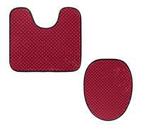 VAPOKF Lot de 2 tapis contour WC en forme de U et couvercle pour abattant de toilettes, en flanelle, doux et antidérapant, motif à pois blancs sur fond rouge