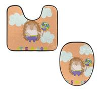 VAPOKF Lot de 2 tapis contour WC en forme de U et housse pour abattant de toilettes, en flanelle, doux et antidérapant, housse pour abattant de toilettes, motif hérisson amusant c'est un garçon