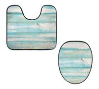 VAPOKF Lot de 2 tapis contour WC en forme de U et housse pour abattant de WC, tapis de salle de bain en flanelle douce et antidérapante, motif bois coloré