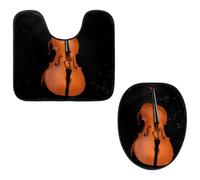 VAPOKF Lot de 2 tapis contour WC en forme de U et housse pour abattant de WC, tapis de salle de bain en flanelle douce et antidérapante, housse pour abattant de toilettes, violoncelle instruments de