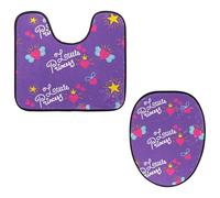 VAPOKF Lot de 2 tapis contour WC en forme de U et housse pour abattant de WC, tapis de salle de bain en flanelle douce et antidérapante, housse pour abattant de toilettes, petite princesse, cœur, aile