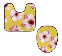 VAPOKF Lot de 2 tapis contour WC en forme de U - Tapis contour en forme de U et housse pour abattant de WC, tapis de salle de bain en flanelle douce et antidérapante pour abattant de toilette - Motif