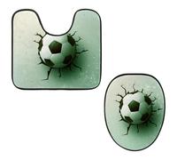 VAPOKF Lot de 2 tapis de salle de bain en forme de U et housse pour abattant de WC, tapis de salle de bain en flanelle douce et antidérapante pour abattant de toilettes, sports de football