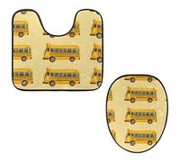 VAPOKF Lot de 2 tapis de salle de bain en forme de U et housse pour abattant de WC, tapis de salle de bain en flanelle douce et antidérapante pour abattant de toilettes, bus scolaire, voiture