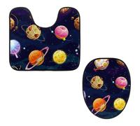 VAPOKF Lot de 2 tapis de salle de bain en forme de U pour WC - Tapis contour en forme de U et housse pour abattant de WC, tapis de bain en flanelle douce et antidérapante - Tapis de salle de bain