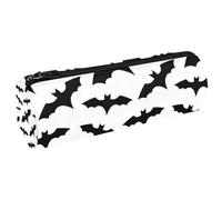VAPOKF Lot de 2 trousses en toile noire avec chauve-souris d'Halloween pour crayons, pièces de monnaie, maquillage pour étudiant, papeterie, école, bureau, multicolore, 20x6.3cm/7.9x2.5in, Trousses à