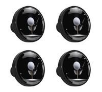 VAPOKF Lot de 4 boutons d'armoire, poignées de tiroir en verre cristal pour armoires de cuisine, commode, armoire, balle de golf sur tee avec club sous les projecteurs
