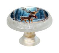 VAPOKF Lot de 4 boutons et poignées de placard Sika en forme de cerf de Noël - 35 mm - Poignée ronde transparente pour armoire - Deux tailles de vis incluses