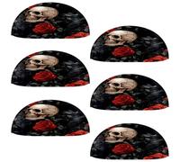 VAPOKF Lot de 6 poignées de tiroir en forme de coquillage pour chambre à coucher, commode, placard, porte de cuisine, motif de fleurs, têtes de mort, corbeaux noirs