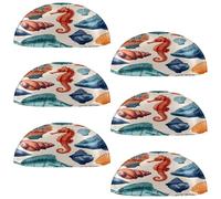 VAPOKF Lot de 6 poignées de tiroir en forme de coquillage pour chambre à coucher, commode, placard, porte de cuisine, poissons vintage, hippocampe, coquillages