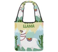 VAPOKF Love Llama and Cactus Sac fourre-tout en toile pour femme, grand sac de transport réutilisable, sac à bandoulière pour l'école, le travail, le bureau, les voyages, le shopping, décontracté