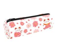 VAPOKF Lucky Cats Cherry Florals Trousse à crayons, porte-monnaie, maquillage pour étudiants, papeterie, école, bureau