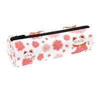 VAPOKF Lucky Cats Cherry Florals Trousse en cuir pour crayons, pièces de monnaie, maquillage pour étudiants, papeterie, école, bureau