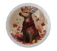 VAPOKF Maple Leaf Sika Lot de 4 boutons d'armoire ronds avec vis pour meubles de cuisine et de chambre à coucher Blanc