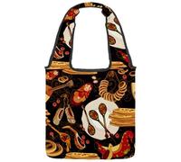 VAPOKF Matriochka russe et cuisine alimentaire sacs fourre-tout en toile pour femme, grand sac de transport réutilisable, sac à bandoulière pour l'école, le travail, le bureau, les voyages, le