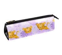 VAPOKF Mesa De Trabajo - Joli motif de tigres et de feuilles - Trousse à crayons - Trousse à maquillage compacte avec fermeture éclair, multicolore, 5.5 ×6 ×20CM/2.2x2.4x7.9 in, Organiseur de sac