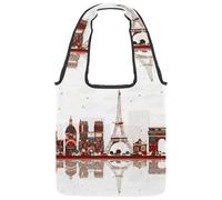 VAPOKF Paris France City Landmarls Sac fourre-tout en toile pour femme, grand sac de transport réutilisable, sac à bandoulière pour l'école, le travail, le bureau, les voyages, le shopping