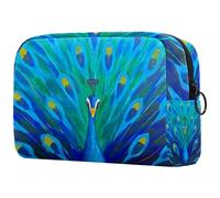 VAPOKF Peacock Elegance Trousse de maquillage pour femme, trousse de toilette de voyage, grande pochette de maquillage pratique avec fermeture éclair, multicolore 1, 18.5x7.5x13cm/7.3x3x5.1in, Trousse