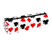 VAPOKF Poker Hearts Clubs Spades and Diamonds Petite Trousse en cuir pour crayons, pièces de monnaie, maquillage pour étudiants, papeterie, école, bureau, multicolore, 20x6.3cm/7.9x2.5in